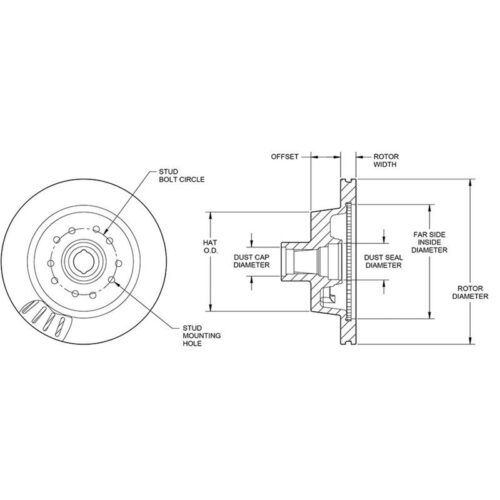 WILWOOD Rotor-Vented w/ Hub & Studs 11.86. x 1.10 – 5 on 4.75/5.00, 51-59 C10″